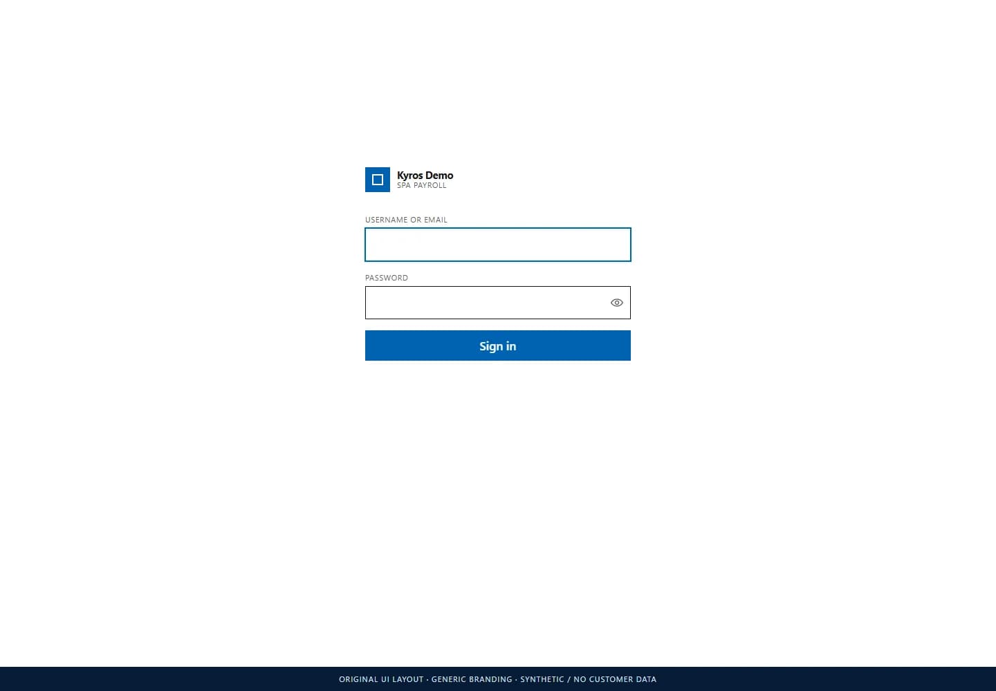 Payslip Workspace: Actual sign-in layout · generic branding. No client records.