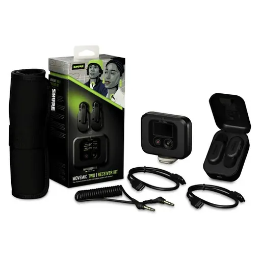 Shure MoveMic Two Receiver Kit 2-Person Clip-On Wireless Microphone System for Mobile Devices and Cameras