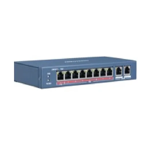 Hikvision DS-3E1310HP-EI — L2, Smart Managed, 8 10/100M RJ45 PoE ports, 2 Gigabit RJ45 uplink ports, 802.3af/at/bt, port 1 support Hi-PoE 60w, PoE