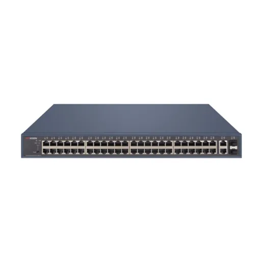 Hikvision DS-3E1552P-SI — L2, Smart Managed, 48 Gigabit PoE ports, 2 Gigabit RJ45, 2 Gigabit SFP uplink ports, 802.3af/at, PoE power budget 470W,
