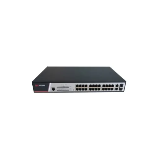 Hikvision DS-3E2528P(B) — L2, Full managed, 24 Gigabit RJ45 PoE ports, 4 Gigabit Combo, 802.3af/at, PoE power budget 370W, VLAN, RSTP, IGMP, QoS,