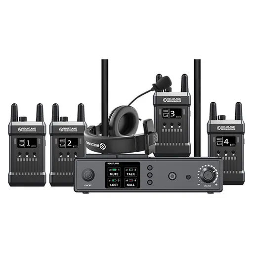 Hollyland T1000 Full-Duplex Intercom System with Four Beltpack Transceivers