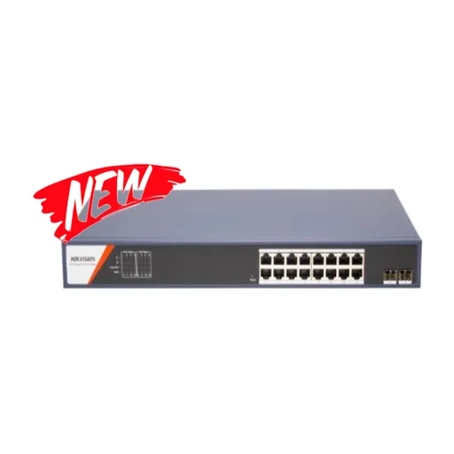 Hikvision DS-3E1518P-SI-16P2F — 16 GE POE, 2 GE SFP, 230W L2, Smart Managed, 16 Gigabit PoE ports, 2 Gigabit SFP ports, 802.3af/at, PoE power budget 230