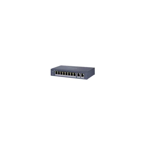 Hikvision DS-3E0310P-E/M(B) — L2, Unmanaged, 8 10/100M RJ45 PoE ports, 2 Gigabit RJ45 uplink ports, 802.3af/at, PoE power budget 80W, max. 300m long d