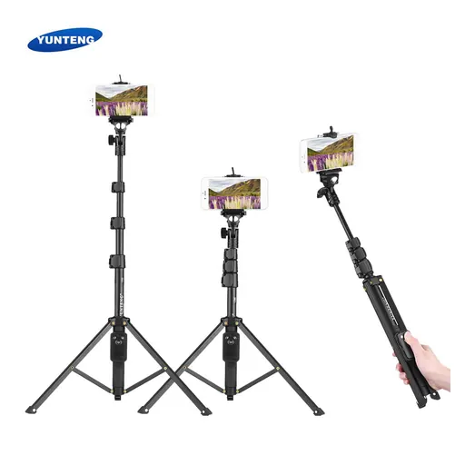 Yunteng VCT-1388 Aluminum Tripod Selfie Stick with Phone Hoder Remote Control for Mobile Phone
