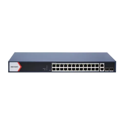 Hikvision DS-3E1528P-EI — 24 GE POE, 2 GE RJ45, 2 GE SFP, 370W L2, Smart Managed, 24 Gigabit RJ45 PoE ports, 2 Gigabit RJ45 port, 2 Gigabit SFP po