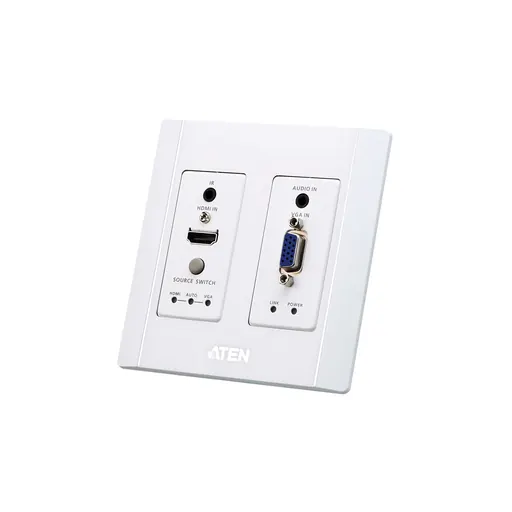 ATEN VE2812AUST HDMI & VGA HDBaseT Transmitter with US Wall Plate / PoH (4K@100m) (HDBaseT Class A)