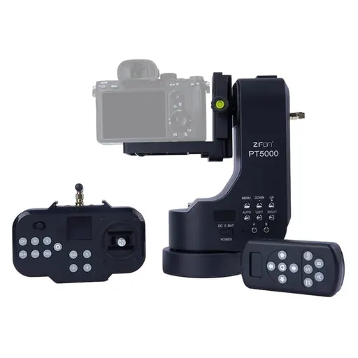 Zifon PT-5000 Remote Controlled Pan/Tilt Video Tripod Stabilizer, Maximum Load 5 kg, 360° Continuous Rotation for Mirrorless Cameras, Telephone Video Recording