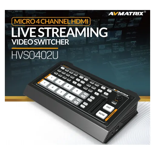 AVMatrix HVS0402U Micro 4 Channel HDMI Live Streaming Video Switcher with USB Capture