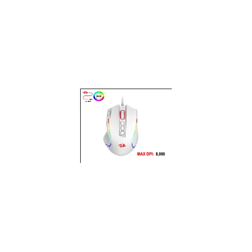 Redragon PREDATOR (WHITE) RD (M612W-RGB) — •Adjustable (DPI preset level 500 / 1000 / 2000 / 3000 / 4000 up