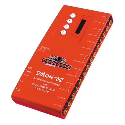 Decimator Design DMON-6S 1 to 6 Channel MultiViewer with SDI and HDMI outputs for 3G/HD/SD and Custom Layouts