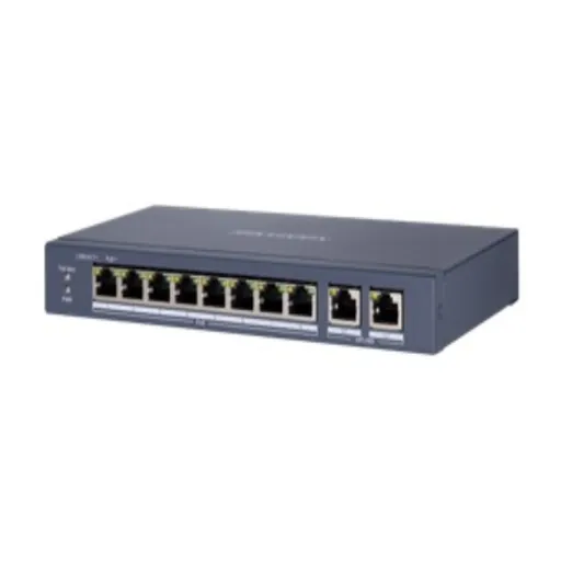 Hikvision DS-3E1310P-EI/M — L2, Smart Managed, 8 10/100M RJ45 PoE ports, 2 Gigabit RJ45 port, 802.3af/at, PoE power budget 60W, HPP Cloud managed, V