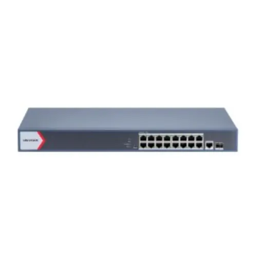 Hikvision DS-3E1518P-EI — L2, Smart Managed, 16 Gigabit RJ45 PoE ports, 1 Gigabit RJ45 port, 1 Gigabit SFP port, 802.3af/at, PoE power budget 230W