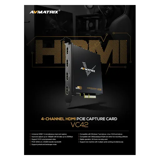 AVMatrix VC42 4-CH HDMI PCIE Capture Card