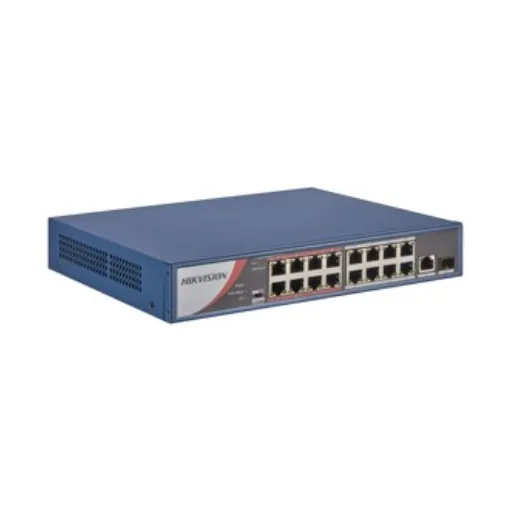Hikvision DS-3E1318P-EI/M — L2, Smart Managed, 16 10/100M RJ45 PoE ports, 1 Gigabit RJ45 uplink port, 1 Gigabit SFP uplink port, 802.3af/at, PoE pow