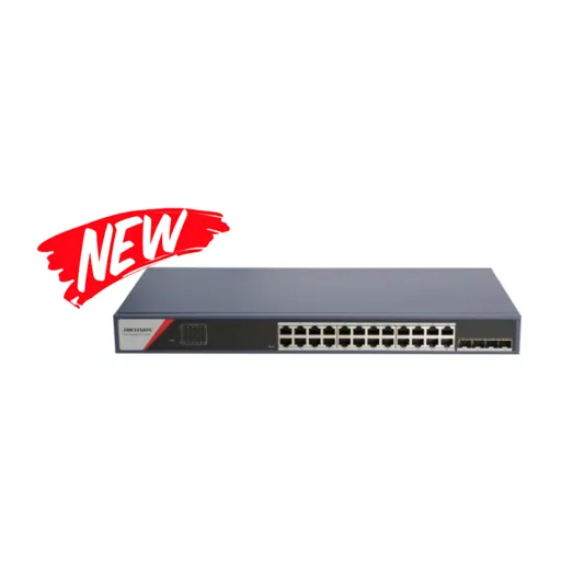Hikvision DS-3E1528-SI-24T4F — 24 GE, 4 GE SFP, HPP L2, Smart Managed, 24 Gigabit ports, 4 Gigabit SFP ports, HPP Cloud managed, VLAN, STP/RSTP loop pr