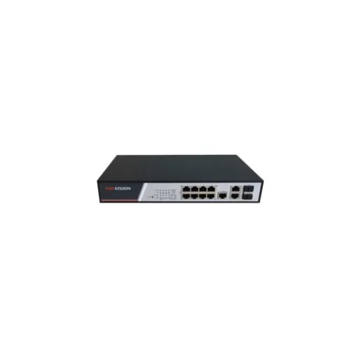 Hikvision DS-3E2510P(B) — L2, Full managed, 8 Gigabit RJ45 PoE ports, 2 Gigabit SFP ports, 802.3af/at, PoE power budget 130W, VLAN, RSTP, IGMP, Qo