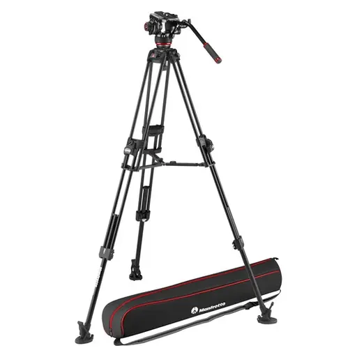 Manfrotto 504X Fluid Video Head & 645 FAST Aluminum Tripod with Mid-Level Spreader Video Tripod