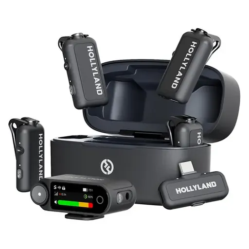 Hollyland LARK MAX 2 Combo 4-Person Wireless Microphone System for Cameras and Mobile Devices (Space Gray, 2.4 GHz)