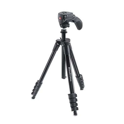 Manfrotto MKCOMPACTACN-BK Compact Action Aluminium Tripod with Hybrid Head, Black