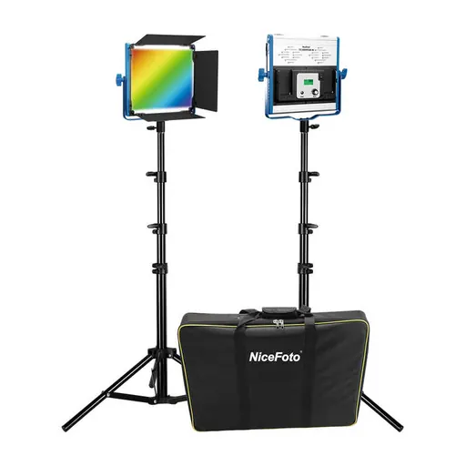 Nicefoto TC-600RGB.W 2X50W RGB and Bi-color light kit LED Video Lighting Professional Photo Light