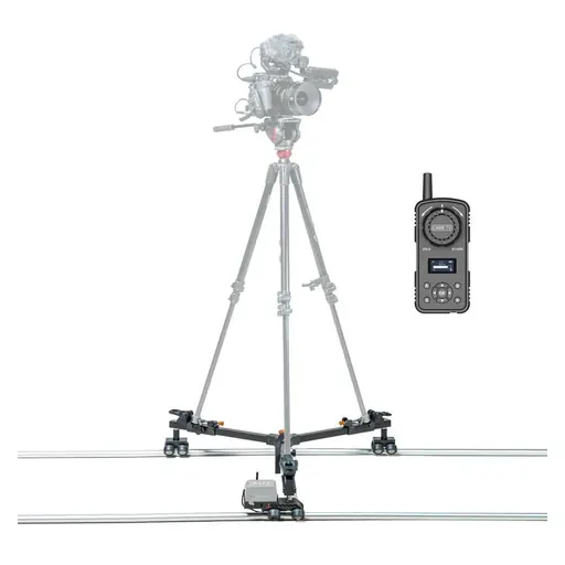 Came-Tv Power Dolly Kit For Tripod Available With Rails - Power Dolly System With Remote + Motor + Dolly + 8 Pcs Straight Rails & 6 Curved Rails (JX300B-431-POWER)