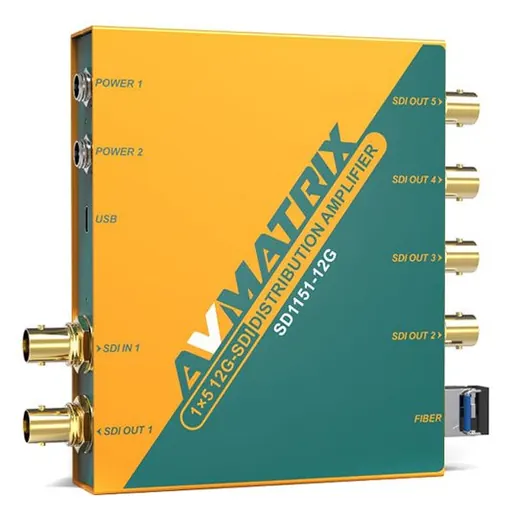 AVMatrix SD1151-12G 1×5 12G-SDI Reclocking Distribution Amplifier
