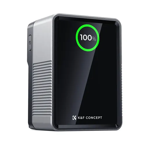 K&F Concept 99Wh V-Mount Battery with PD100W USB-C Fast Charging and Multi-Output Ports, TFT Digital Screen & Emergency Light for Camera, photography light, smartphone, laptop etc.