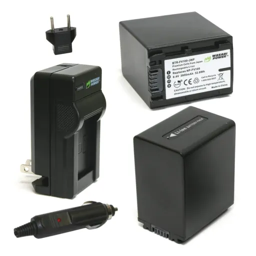 Wasabi Power Battery (2-Pack) and Charger for Sony NP-FV100