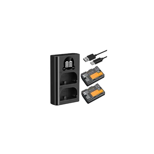 K&F Concept LP-E6P Two Batteries, One Charger, 2400mAh, Compatible with the new camera EOS R5 Mark II, also for R5, R62, R6, R7