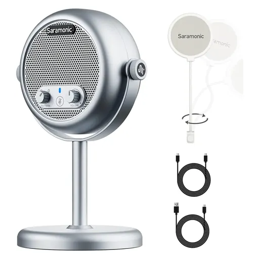 Saramonic XMIC Z4 USB Condenser Microphone with Pop Filter & Thread Adapter for PC, Mac, Gaming, Recording, Streaming, Podcasting, Studio Computer Mic with Noise Cancelling, 2 Pickup Patterns