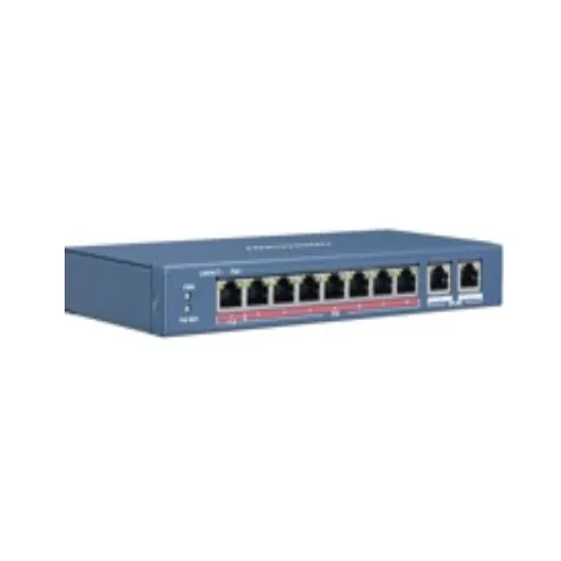 Hikvision DS-3E0310HP-E — L2, Unmanaged, 8 10/100M RJ45 PoE ports, 2 Gigabit RJ45 uplink ports, 802.3af/at/bt, port 1 support Hi-PoE 60w, PoE powe