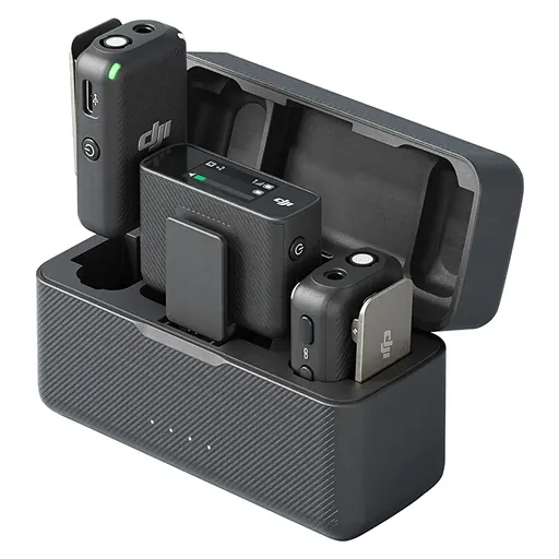 DJI Mic (2 TX + 1 RX + Charging Case), Wireless Lavalier Microphone, 250m (820 ft.) Range, 15-Hour Battery, Noise Cancellation, Wireless Microphone for PC, iPhone, Andriod, Record Interview, and Vlogs