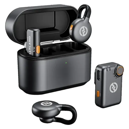 Hollyland LARK M2S Mini Combo 2-Person Wireless Microphone System for Cameras and Mobile Devices (2.4 GHz, Space Gray)