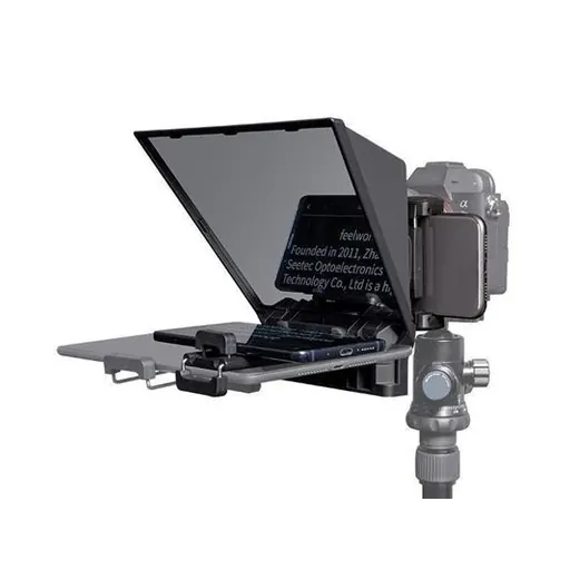 Feelworld TP2A Portable 8-inch Teleprompter supports up to 8" Smartphone/Tablet Prompting Smartphone DSLR Shooting with Remote Control & Lens Adapter Rings