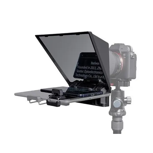 Feelworld TP2 Portable 8-inch Teleprompter for below 8" Smartphone/Tablet Prompting DSLR Camera Shooting with Remote Control & Lens Adapter Rings