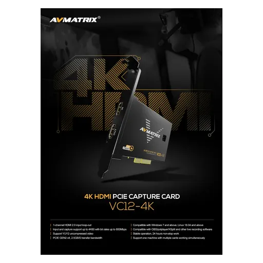 AVMatrix VC12-4K 4K HDMI PCIE Capture Card