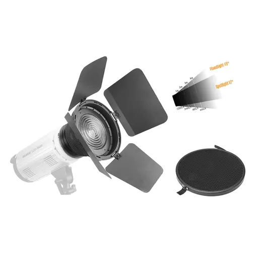 Nicefoto FD-110 Fresnel Mount Light Focusing Adapter with Barn Doors Focus Zoom: 45°~17° for Bowens