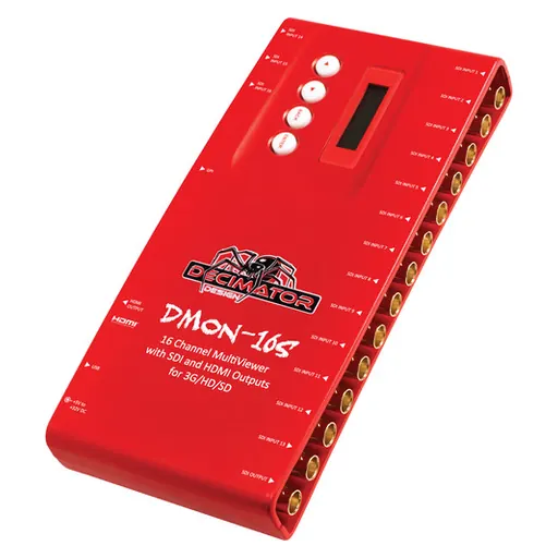 Decimator Design DMON-16S 1 to 16 Channel MultiViewer with SDI and HDMI outputs for 3G/HD/SD and Custom Layouts