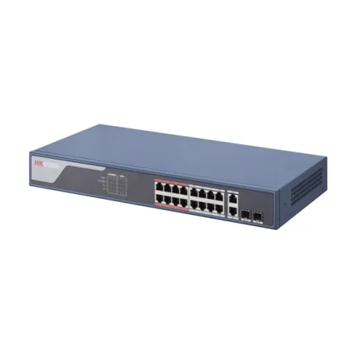 Hikvision DS-3E1318P-EI — L2, Smart Managed, 16 10/100M RJ45 PoE ports, 2 Gigabit combo ports, 802.3af/at, PoE power budget 230W, Max. 300 meter P