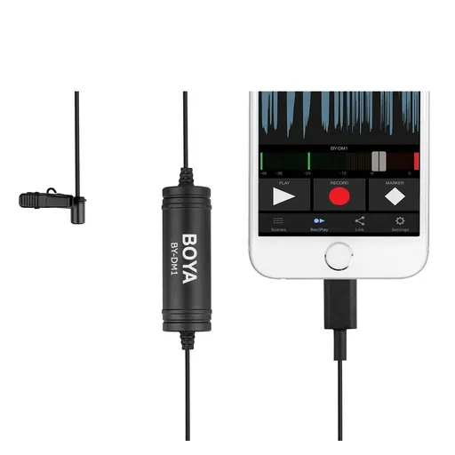 Boya BY-DM1 Lavalier Microphone Lapel Clip-on Mic with IOS Interface Plug Input