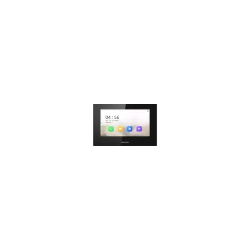 Hikvision DS-KH6320-LE1 — 7“ Touch-Screen Indoor Station, black housing. 7-inch Colorful TFT LCD, display resolution: 1024 * 600; 10/100Mbps Ether
