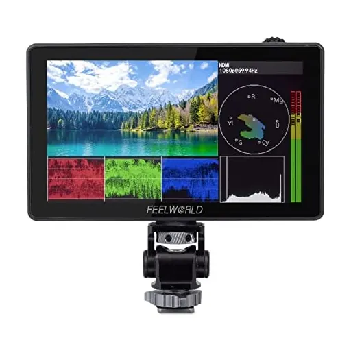 Feelworld LUT5 5.5 Inch 3000nits Ultra Bright DSLR Camera Field Monitor Auto Dimming Touchscreen HDR 3D LUT with Waveform F970 External Power and Install Kit 4K HDMI Input Output 1920X1080 IPS Panel