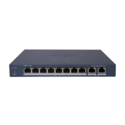 Hikvision DS-3E1510P-EI — L2, Smart Managed, 8 Gigabit RJ45 PoE ports, 2 Gigabit RJ45 port, 802.3af/at, PoE power budget 110W, HPP Cloud managed,