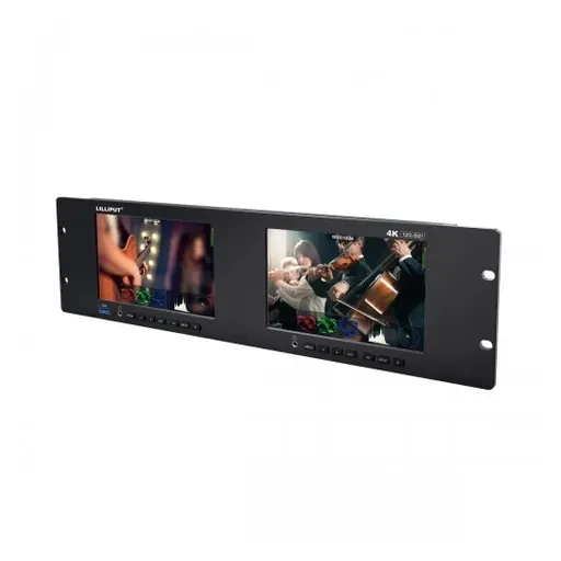 Lilliput Dual 7" Rackmount Monitors with 12G-SDI & HDMI 2.0 (3 RU)