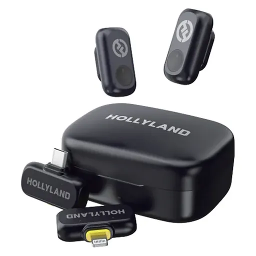 Hollyland LARK A1 Combo 2-Person Wireless Microphone System with USB-C and Lightning Connectors for Mobile Devices (Space Gray, 2.4 GHz)