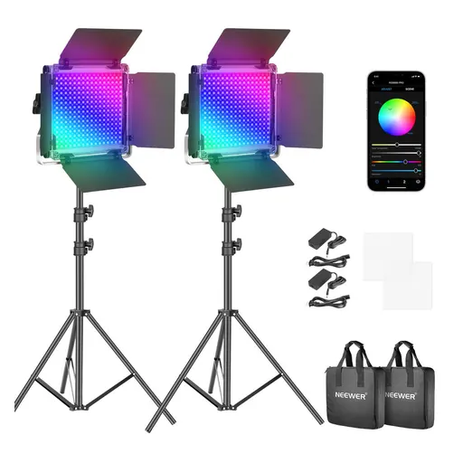 Neewer 2 Packs of 50W RGB 660 PRO Led Video Light Kit with APP Control