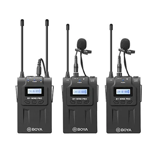 Boya BY-WM8 Pro-K2 UHF Dual-Channel Wireless Microphone System Dual Transmitter + Single Receiver