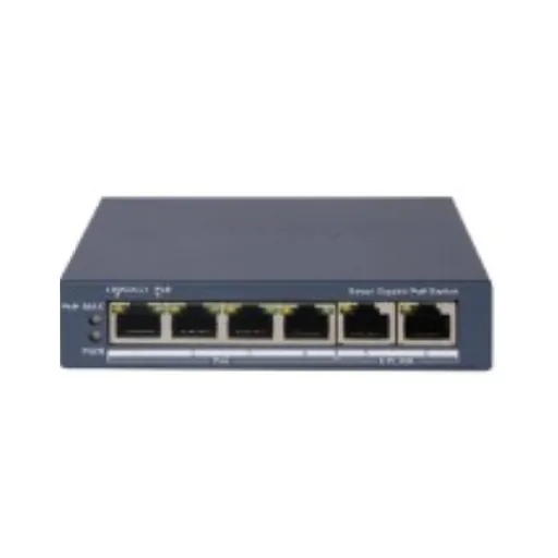 Hikvision DS-3E1506P-EI/M — L2, Smart Managed, 4 Gigabit RJ45 PoE ports, 2 Gigabit RJ45 port, 802.3af/at, PoE power budget 45W, HPP Cloud managed, V